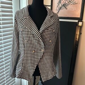 Kara and Kate Black and White Houndstooth Blazer